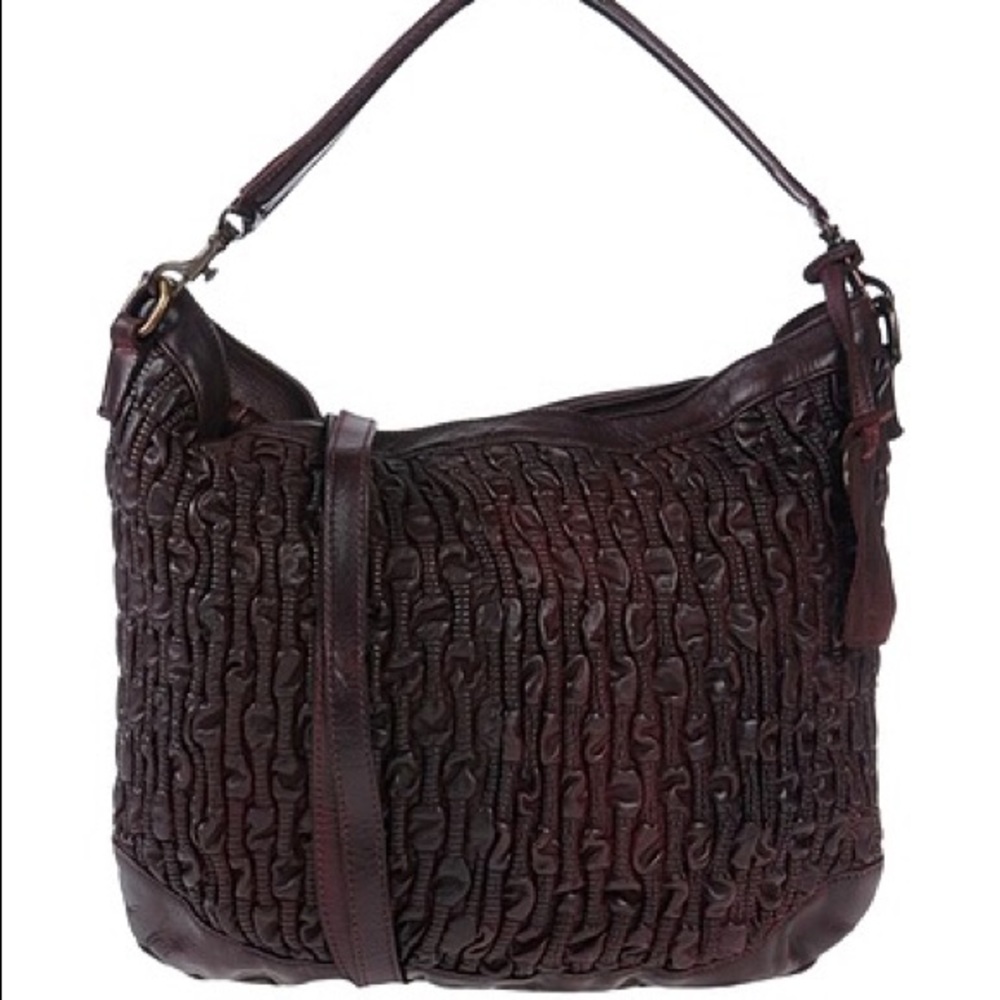 Large Caterina Lucchi Merlot Shoulder Bag Purse with 2 Straps & a large tassel